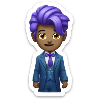 greedy genie with purple hair and blue suit and bow sticker