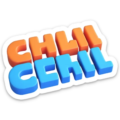 simple, clean, 3D text image with the word 'chill' centered, no emoji or face, transparent background sticker