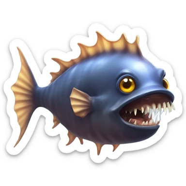 Anglerfish with a glowing lure hanging from its forehead, sharp teeth, and big eyes. sticker