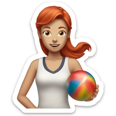 red haired girl with freckles bowling sticker