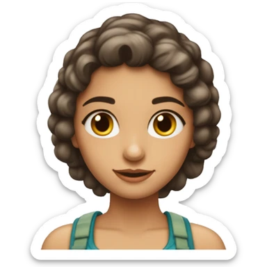 menina morena cabelos cacheados longos olhos castanhos sticker