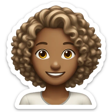 Light brown skin girl with Curly hair with nice smile sticker