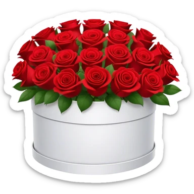 bouquet of 15 red roses in a round white box  sticker
