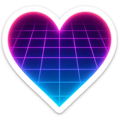 heart with a retro 80s theme sticker