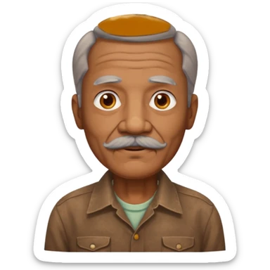 mustached elderly man with brown vintage shirt sticker