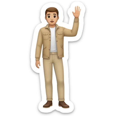 man  in casual clothes and trousers, one hand raised sticker