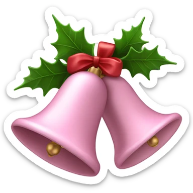Light pink Christmas bells with Holly sticker