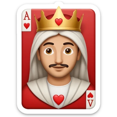 white arab guy on king of hearts card, emoji style sticker