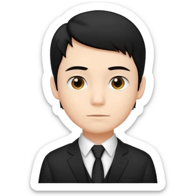 Chico con pelo negro, camisa negra y una corbata blanca sticker