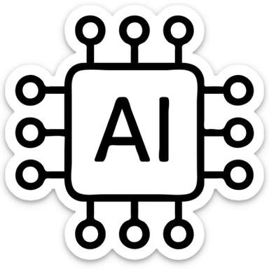 artificial intelligence, minimal outline, simple icon, monochrome sticker