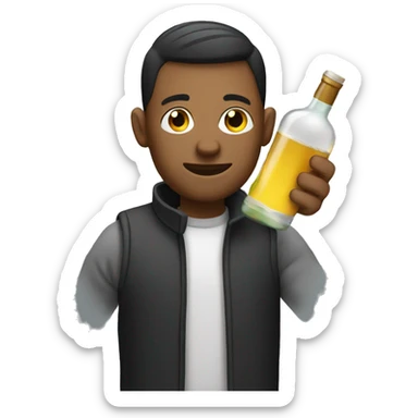 male with alcohol bottle sticker
