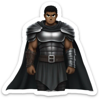 Guts from Berserk shows his biceps, black armor and cape sticker