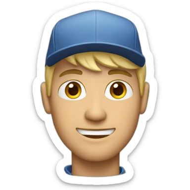 blonde guy wearing a cap with a mac book pro sticker