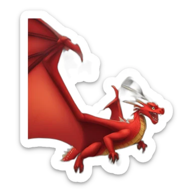 Red Dragon in castle tower sticker