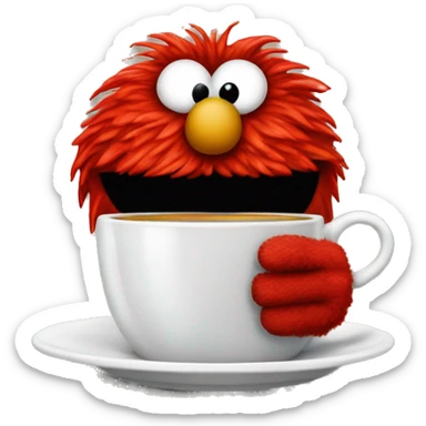 Elmo con taza de cafe sticker
