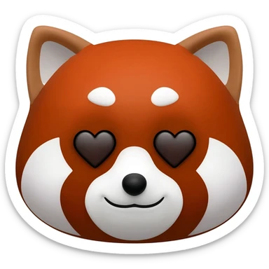 Red panda bear with heart eyes sticker