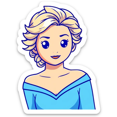 Elsa ice queen from Frozen with blue dress, chest up portrait sticker