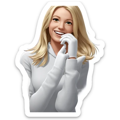 smiling girl in white gloves sticker