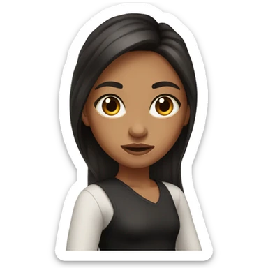 girl with tan skin hazel eyes and black blown out long hair sticker