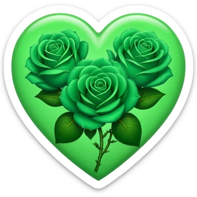 Green Heart with 3 green Roses  sticker