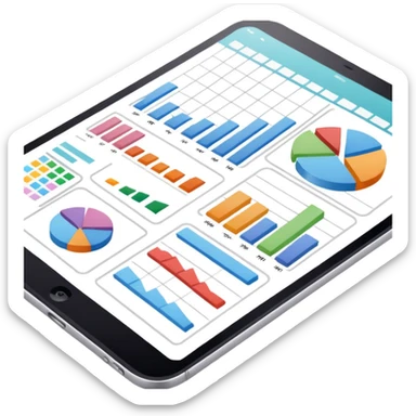 colorful white and pastel charts and spreadsheet tables on white page sticker