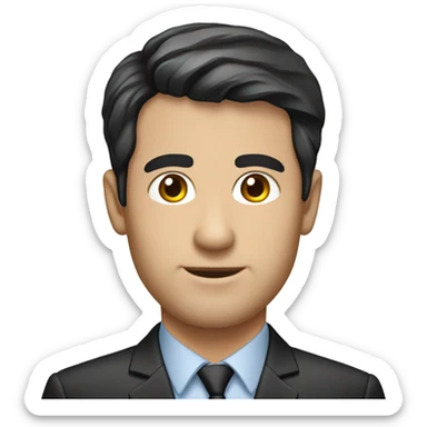  a man in finance with black french crop hair style, caucassian man sticker