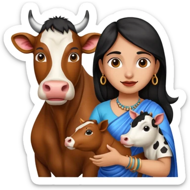 Indian girl with cow sticker