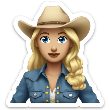 Blonde cowgirl, waist up, blue eyes sticker