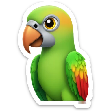 green parrot with grey wings, yellow spot on head and red eyes  sticker