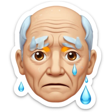 old man crying with water droplet  sticker