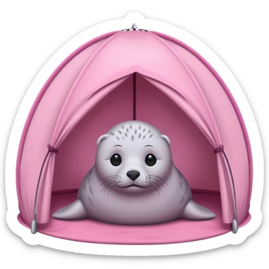 Gray Seal in a light pink tent  sticker