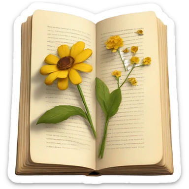 book with some pressed flowers on the pages realistic flowers pressing sticker