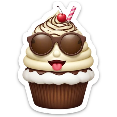 Cupcake wearing sunglasses, cursing sticker