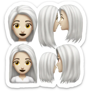 White skin white hair gothic woman sticker