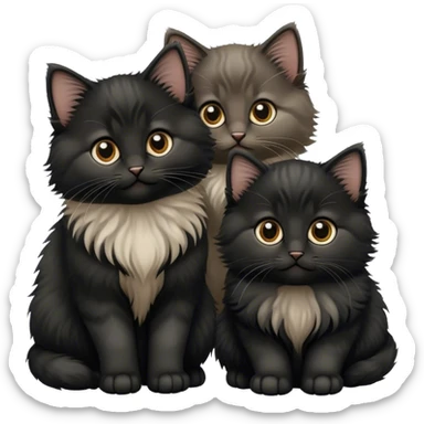 Two cute fluffy black Siberian kittens sticker