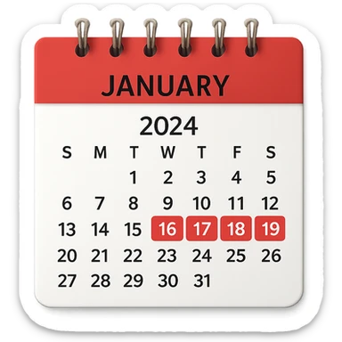 calendario realistico con 5 giorni di fila segnati per il ciclo sticker