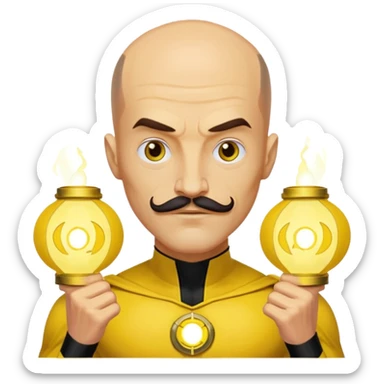 dc sinestro yellow lantern with mustache and balding head sticker