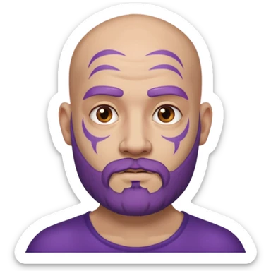 bald purple bearded man with face tattoo sticker