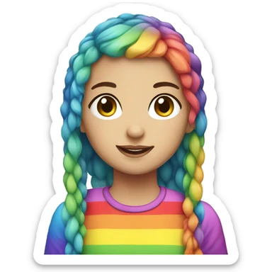 Pixel Rainbow haired girl with rainbow shirt  sticker