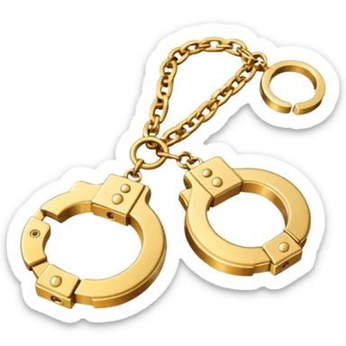 Golden hand cuffs on gold chains sticker