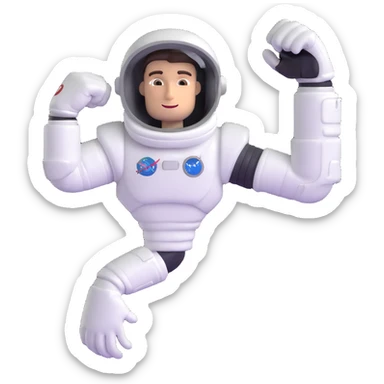flexed biceps arm with white sleeve and astronaut gloves sticker