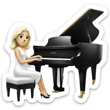 white lady in a classy dress playing the grand piano sticker
