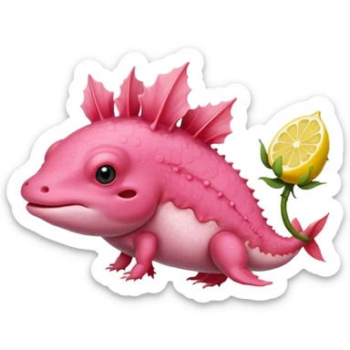 J’aimerais un Axolotl rose qui mange un citron sticker