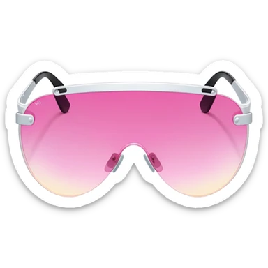 retro Y2K shield visor sunglasses with pink gradient lens, frameless sticker