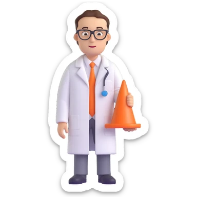 Coneheads man with a cone-shaped head, wearing a lab coat and glasses sticker