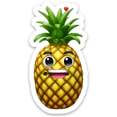 shiny pineapple with heart eyes and and R in each of the heart eyes sticker