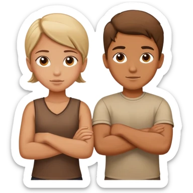 A boy and a girl crossed their arms sticker