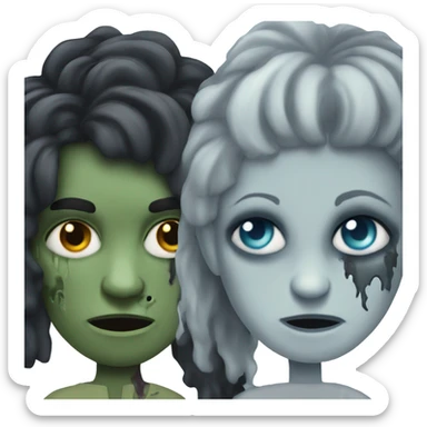 a zombie boy with curl black hair  sticker