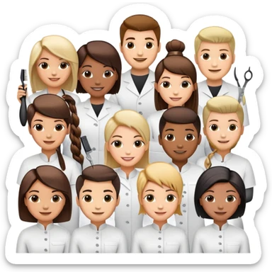 professional salon team with different hairstylists sticker