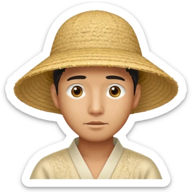 Asian guy with a rice hat, eyes barely open sticker